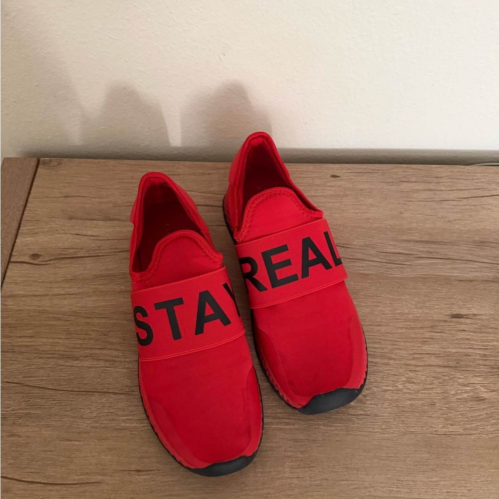 Zara Red Sneakers with Black Lettering